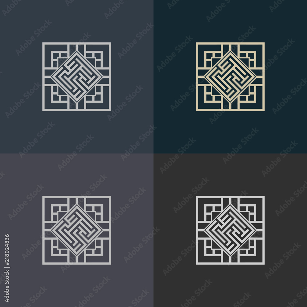 Poster abstract decorative element in the form of a maze. labyrinth vector icon.