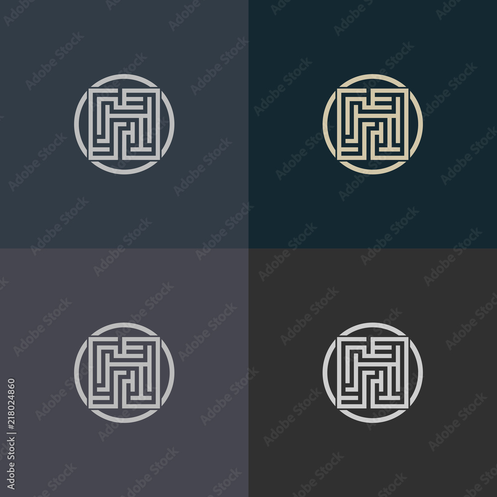 Aufkleber abstract decorative element in the form of a maze. labyrinth vector icon.