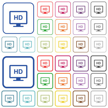 HD display outlined flat color icons