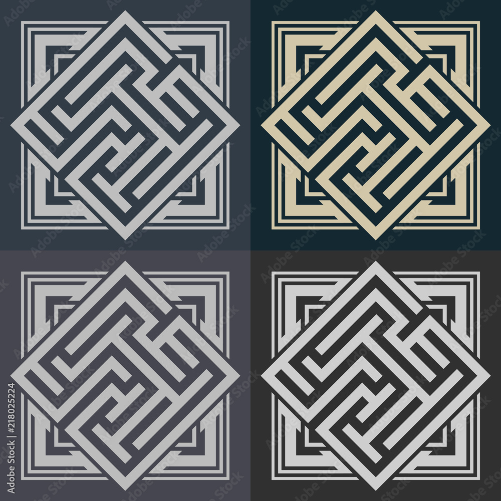 Aufkleber abstract decorative element in the form of a maze. labyrinth vector icon.