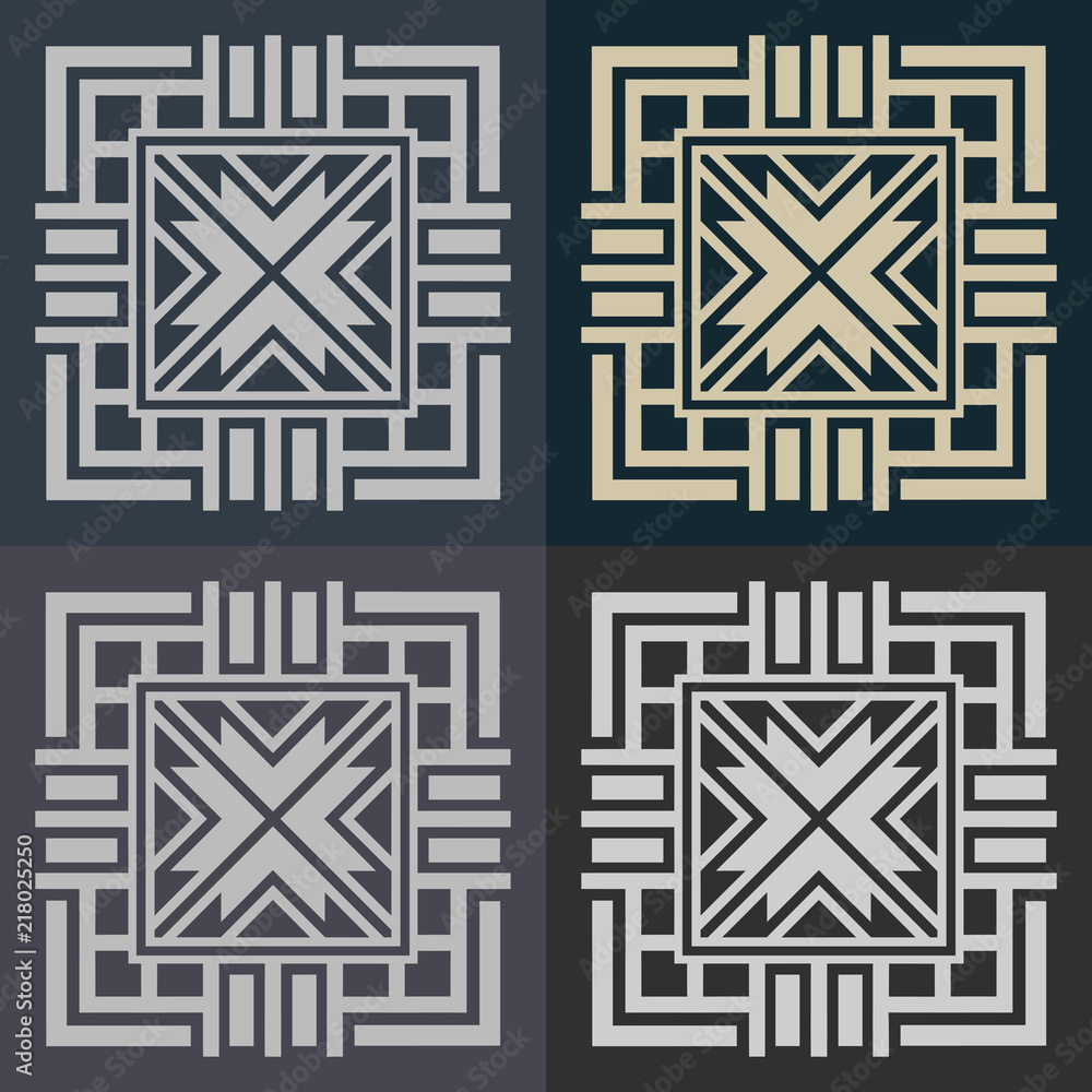 Aufkleber abstract decorative element in the form of a maze. labyrinth vector icon.