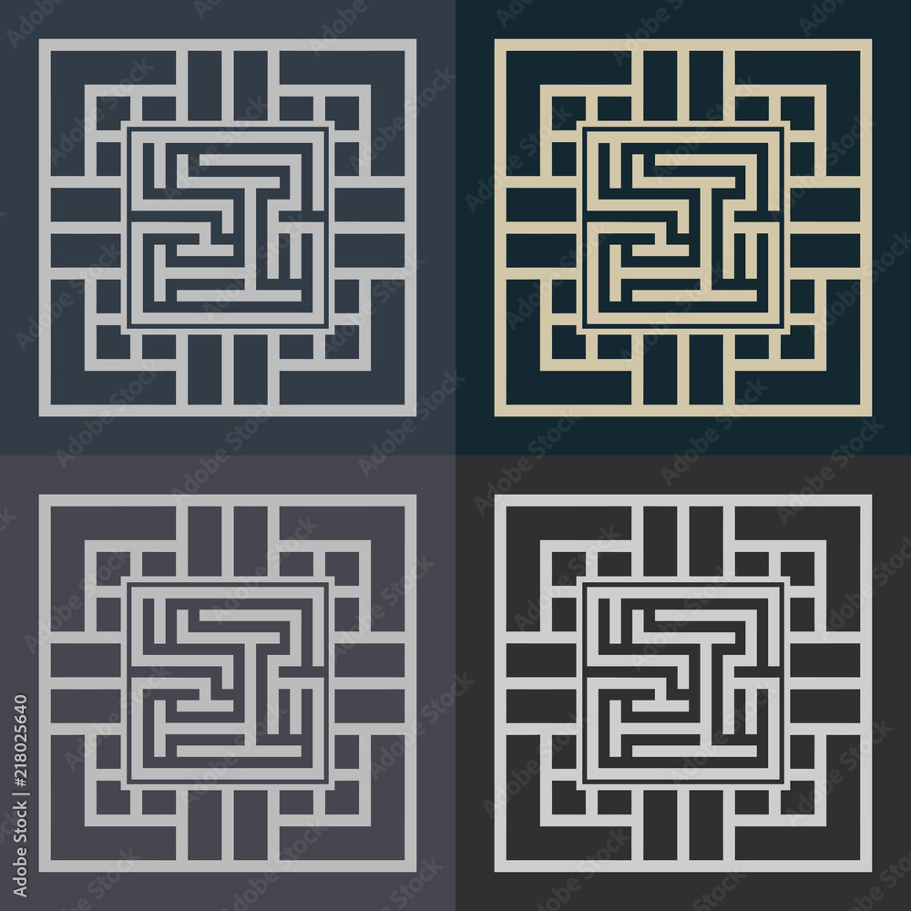 Aufkleber abstract decorative element in the form of a maze. labyrinth vector icon.