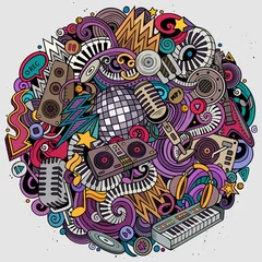 Poster Cartoon vector doodles Disco music illustration © balabolka