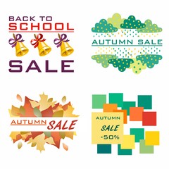 autumn sale. Different logos for sale. Template for sale. Template for school autumn cards.