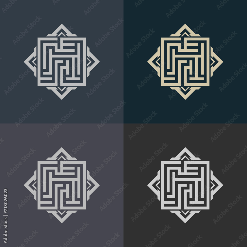 Aufkleber abstract decorative element in the form of a maze. labyrinth vector icon.