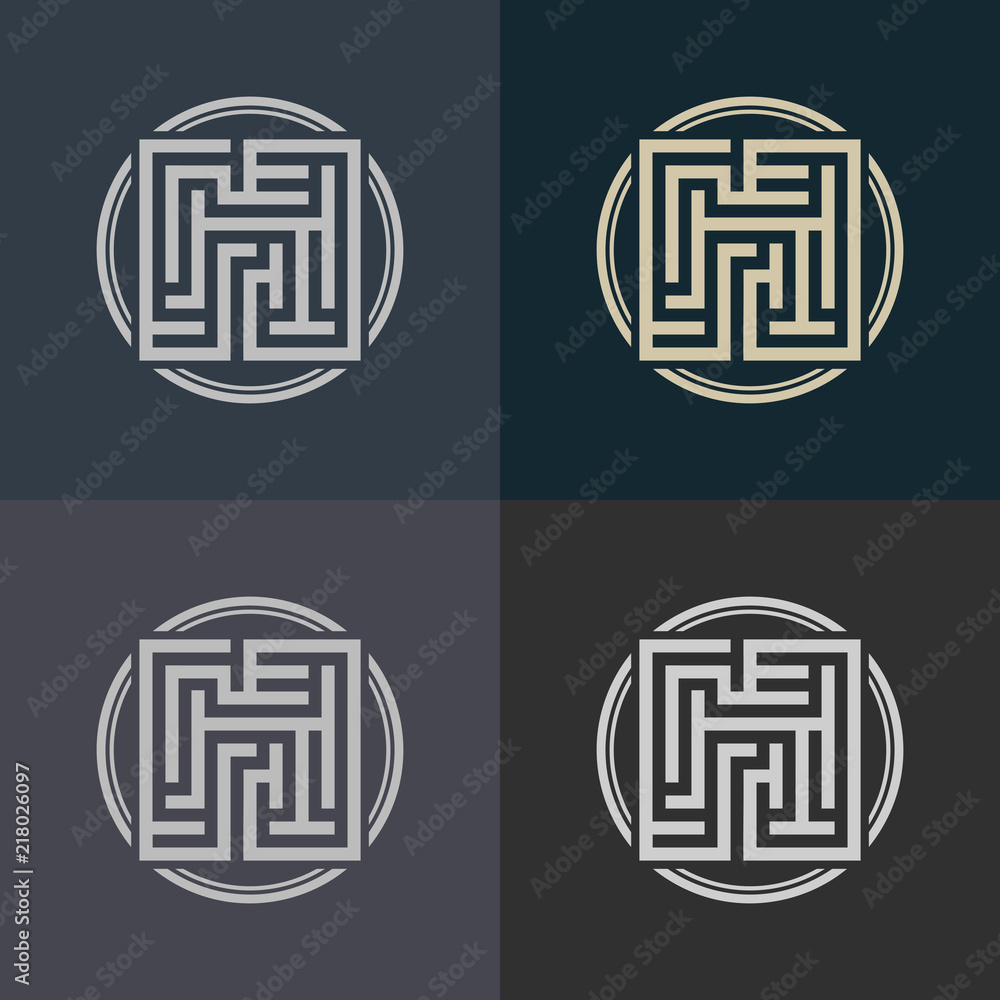 Aufkleber abstract decorative element in the form of a maze. labyrinth vector icon.