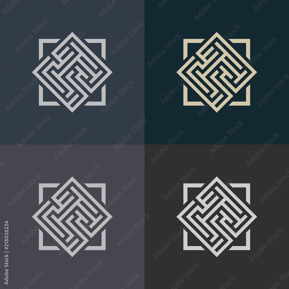 Poster abstract decorative element in the form of a maze. labyrinth vector icon.