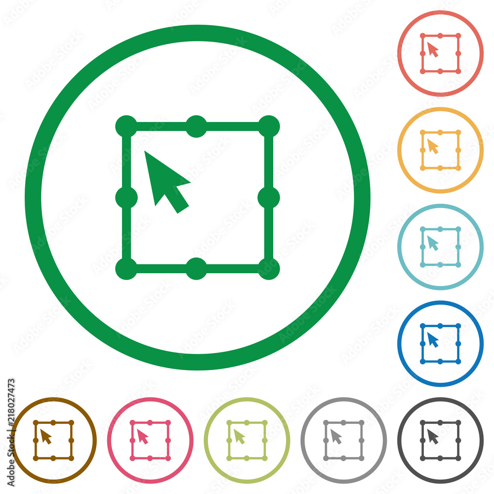Poster free transform object flat icons with outlines