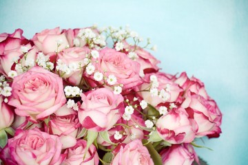 Grußkarte - Blumen - rosa Rosen -  Rosenstrauß zum Muttertag, Geburtstag, Valentinstag oder Hochzeit