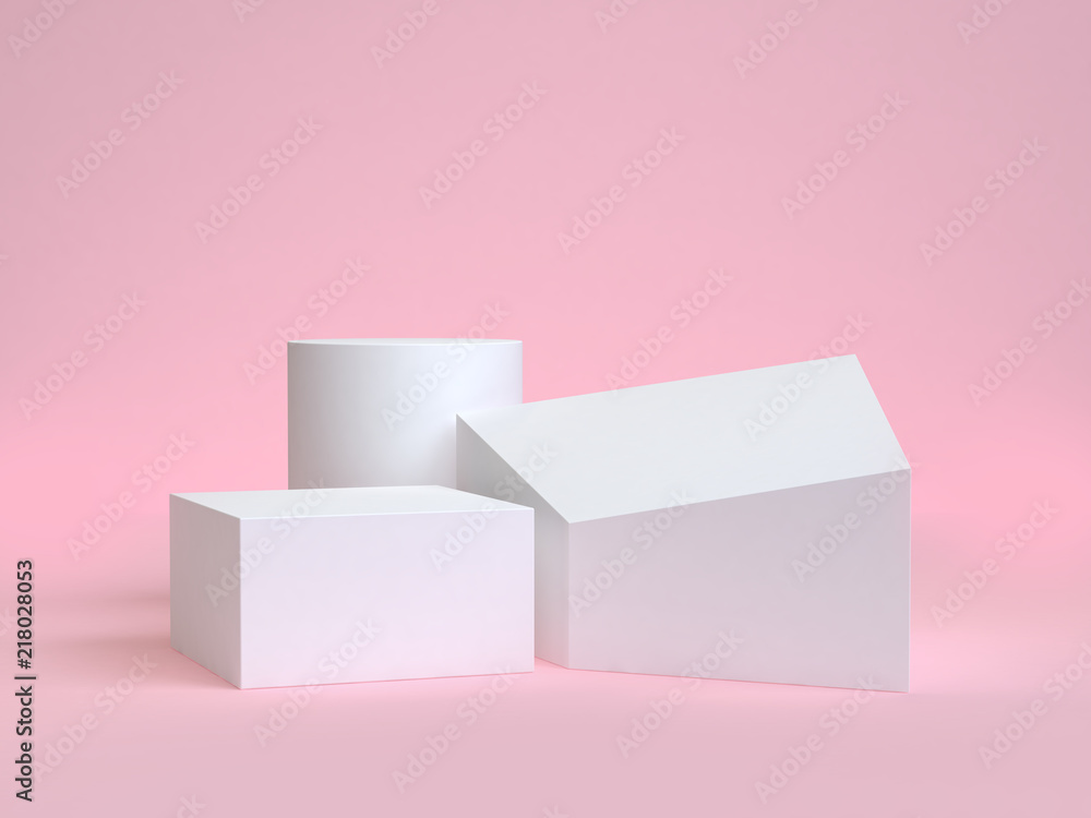 Poster abstract geometric shape pink background 3d rendering