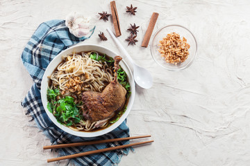 Delicious duck noodle soup