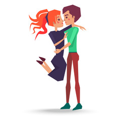 Couple in Love Boy and Girl Vector Illustration