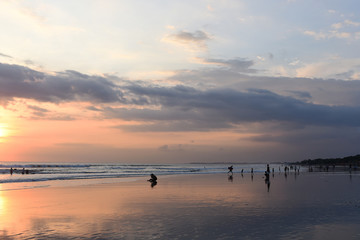 Fototapeta premium Sunset sky over tropical sea. Vintage filter.