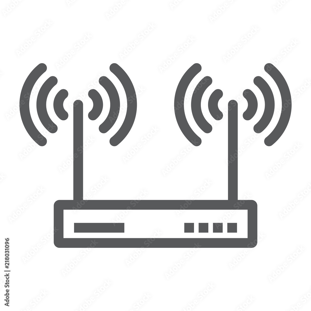 Poster wifi router line icon, electronic and network, internet sign, vector graphics, a linear pattern on a