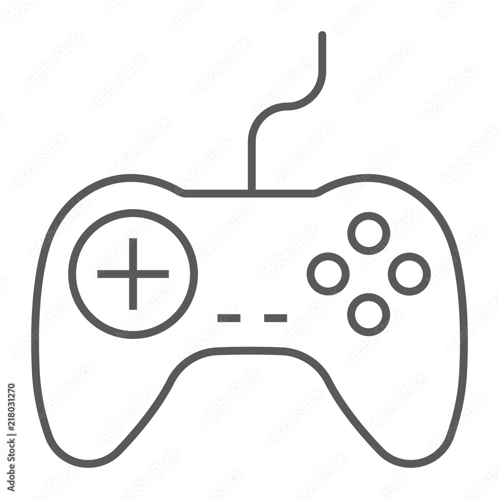 Poster gamepad thin line icon, electronic and device, game controller sign, vector graphics, a linear patte