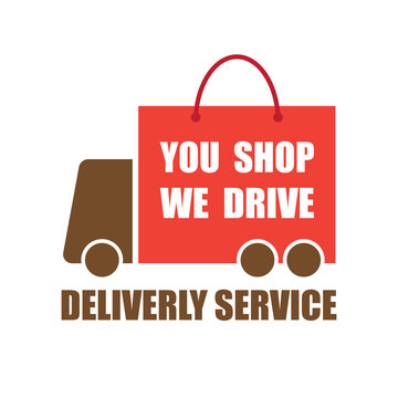 You shop, we drive, delivery service icon logo for store and online shopping