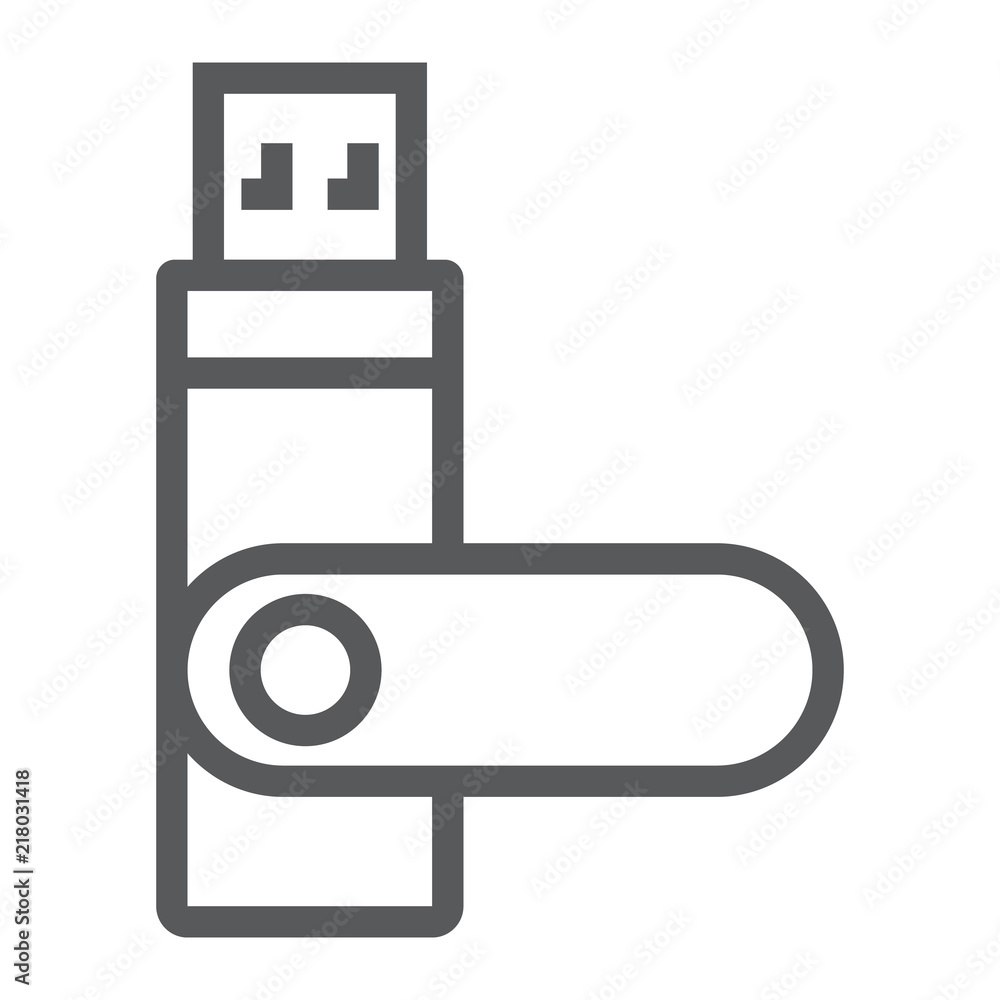 Poster usb flash, flash card line icon, electronic and device, memory sign, vector graphics, a linear patte