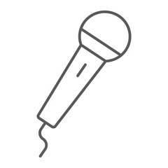 Microphone thin line icon, electronic and device, mic sign, vector graphics, a linear pattern on a white background, eps 10.