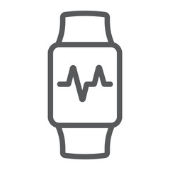 Smart watch line icon, electronic and digital, wrist watch sign, vector graphics, a linear pattern on a white background, eps 10.