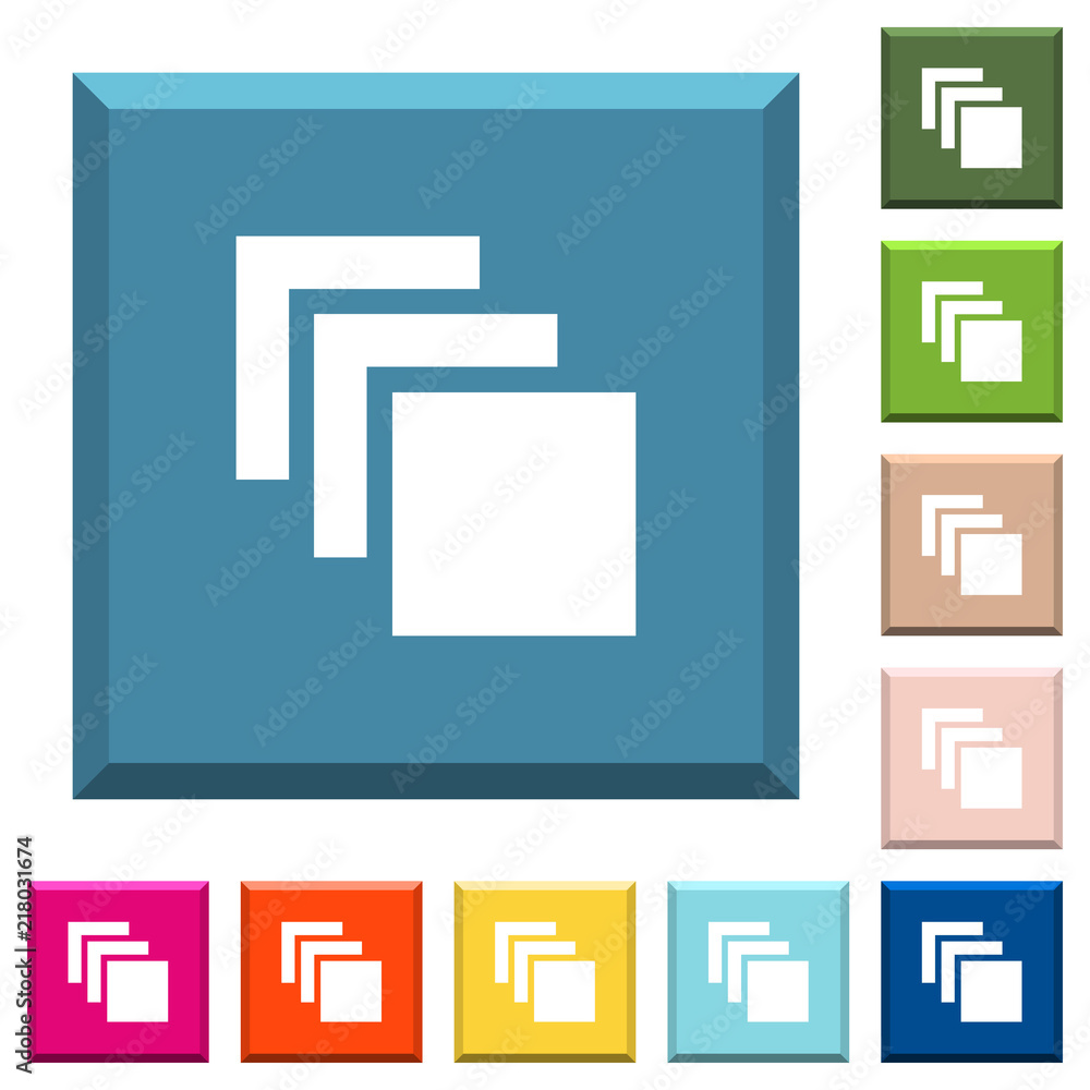 Aufkleber multiple canvases white icons on edged square buttons