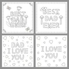 Postcards for dad. Coloring page.