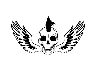 Skull and Wings Images on Vector Illustration