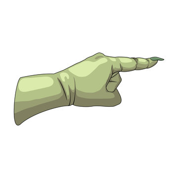 The hand of a zombie or a witch. Pointer. Vector illustration.