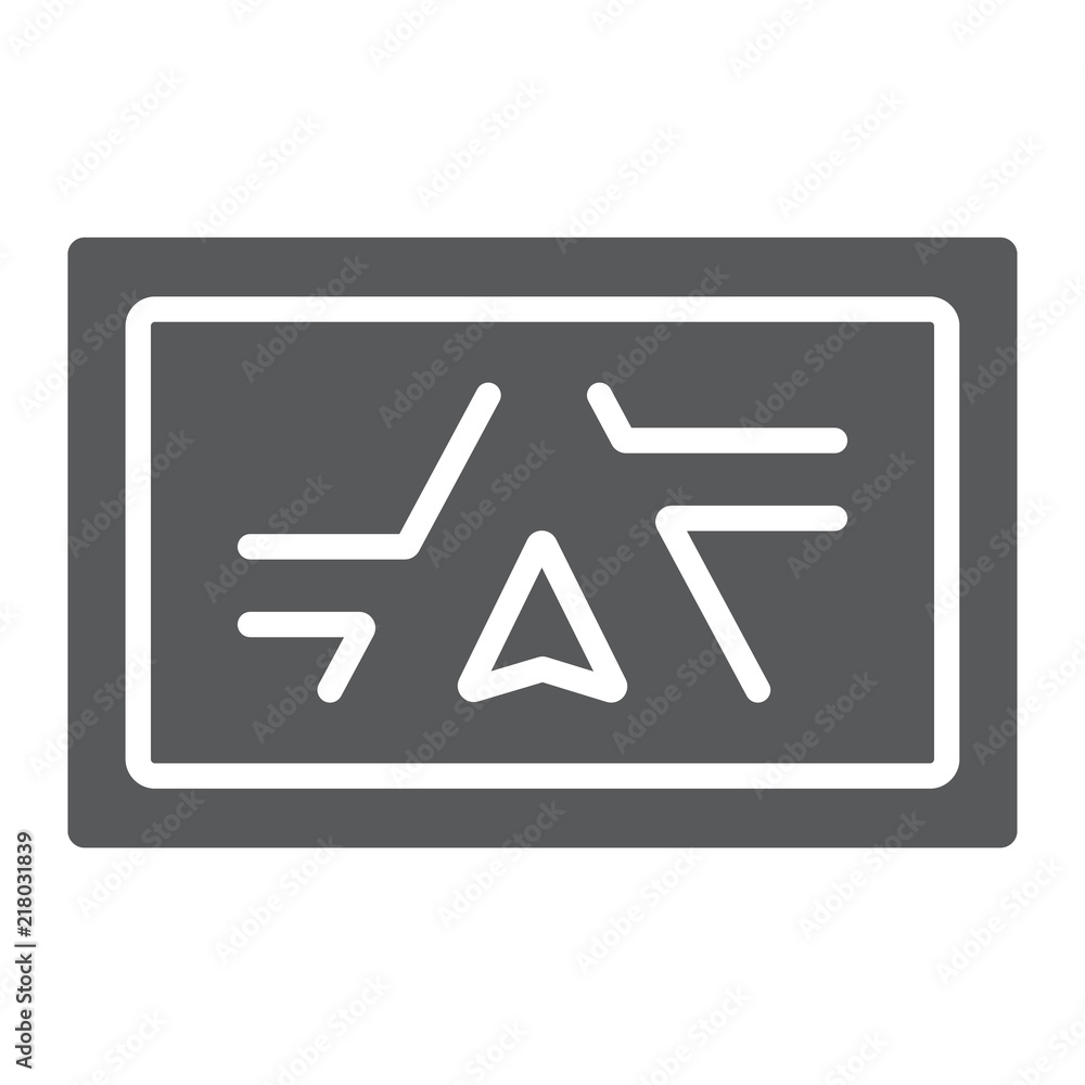 Poster gps navigator glyph icon, electronic and device, monitor map sign, vector graphics, a solid pattern 