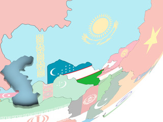 Uzbekistan with flag