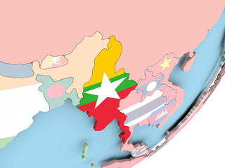 Myanmar with flag