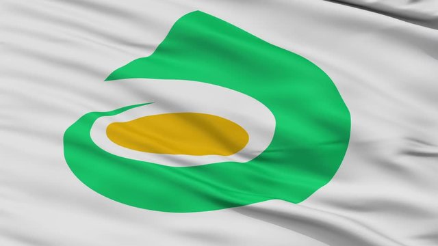 Awara close up flag, Fukui prefecture, realistic animation seamless loop - 10 seconds long