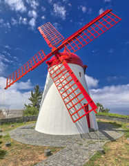 Old windmill Red Peak Mill in Bretanha (Sao Miguel, Azores)