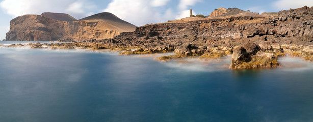Coastline near the old Lighthouse of Ponta dos Capelinhos (Faial Island, Azores) - long time exposure