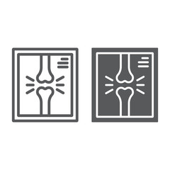 X-ray line and glyph icon, medicine and clinical, radiology sign, vector graphics, a linear pattern on a white background, eps 10.