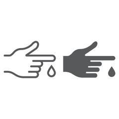 Blood test line and glyph icon, medicine and clinical, diabetes sign, vector graphics, a linear pattern on a white background, eps 10.