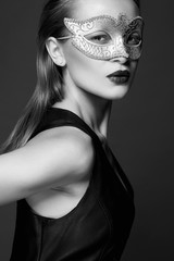 beautiful young woman in Mask