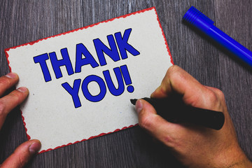 Writing note showing Thank You. Business photo showcasing replaying on something good or greetings...
