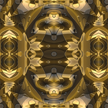 3d effekt - abstrakt gold fraktal nahtlos muster