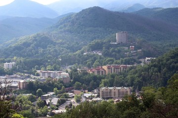 Obraz premium A view of the small mountain village in the mountains. 