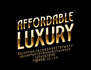 Vector Luxury Elegant Gold Alphabet. Glossy Set of Glamour Letters, Numbers and Symbols