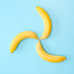 The composition of yellow bananas in the form of a fan to save from the heat