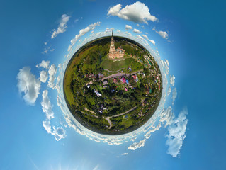 Mozhaisk Kremlin, Mozhaisk, Russia. Panorama 360. Aerial