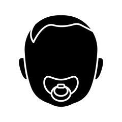 Baby face with pacifier glyph icon