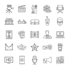 Cinema linear icons set