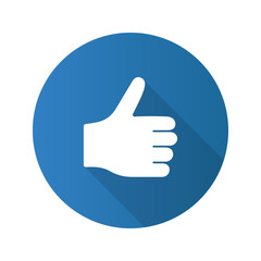 Thumbs up flat design long shadow glyph icon