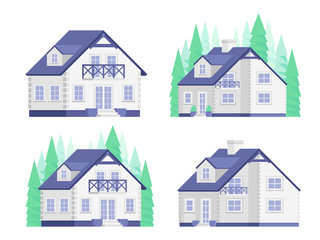 Set of four different houses