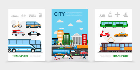 Fototapeta na wymiar Flat City Transport Posters