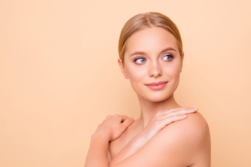 Portrait with copy space empty place for advertisement product o