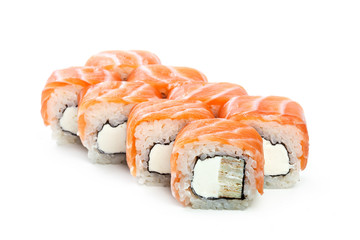 sushi roll isolated on white background.