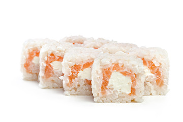 sushi roll isolated on white background.